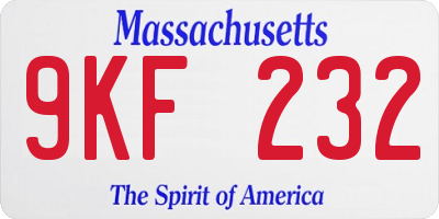 MA license plate 9KF232