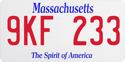 MA license plate 9KF233