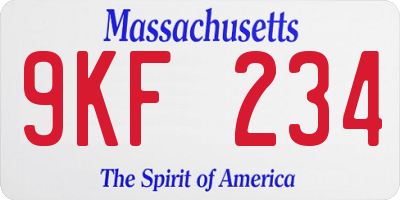 MA license plate 9KF234