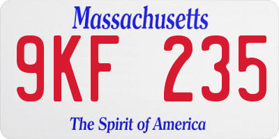 MA license plate 9KF235
