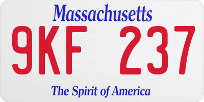 MA license plate 9KF237
