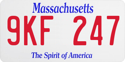 MA license plate 9KF247