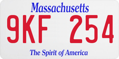MA license plate 9KF254