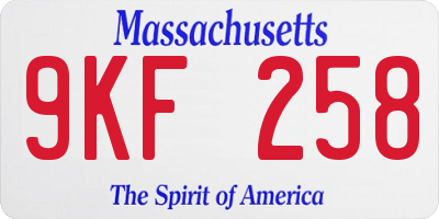 MA license plate 9KF258