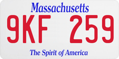 MA license plate 9KF259