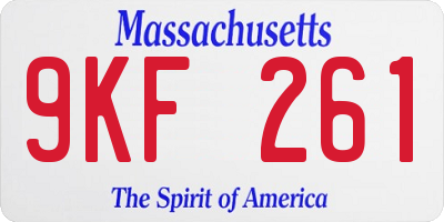 MA license plate 9KF261
