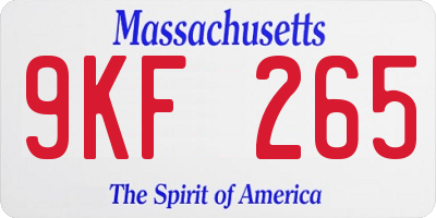 MA license plate 9KF265