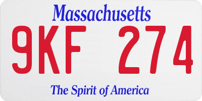 MA license plate 9KF274
