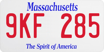 MA license plate 9KF285