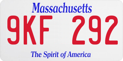 MA license plate 9KF292