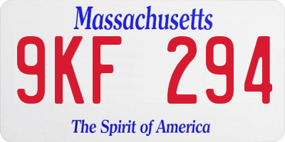 MA license plate 9KF294