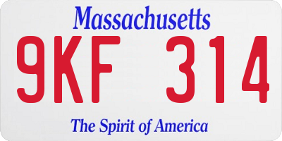 MA license plate 9KF314