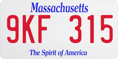 MA license plate 9KF315