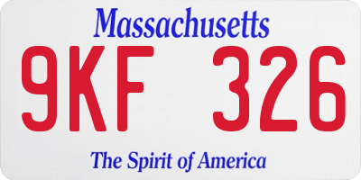 MA license plate 9KF326
