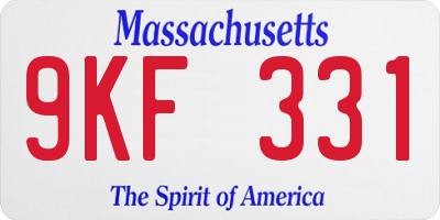 MA license plate 9KF331