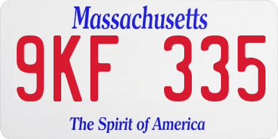 MA license plate 9KF335