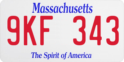 MA license plate 9KF343