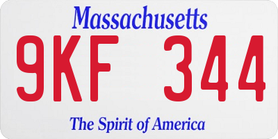 MA license plate 9KF344