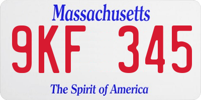 MA license plate 9KF345