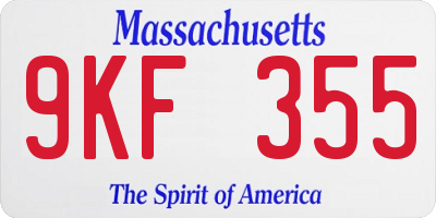 MA license plate 9KF355
