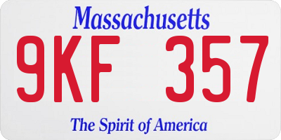 MA license plate 9KF357
