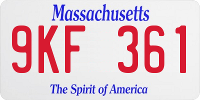 MA license plate 9KF361