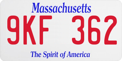 MA license plate 9KF362