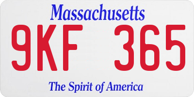 MA license plate 9KF365