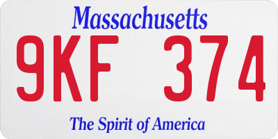 MA license plate 9KF374