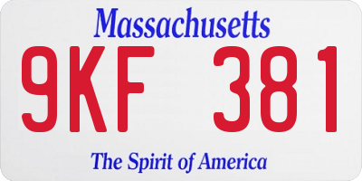 MA license plate 9KF381