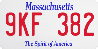 MA license plate 9KF382