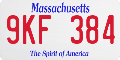 MA license plate 9KF384