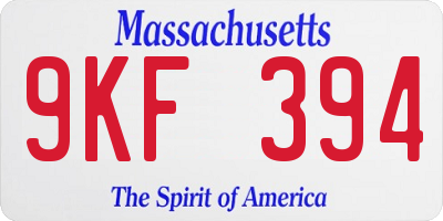 MA license plate 9KF394