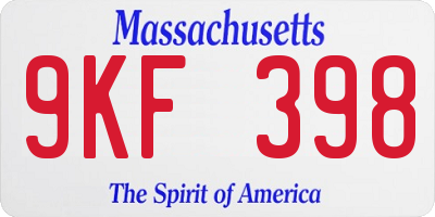 MA license plate 9KF398