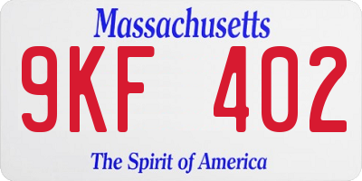 MA license plate 9KF402