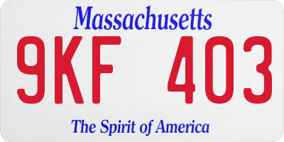 MA license plate 9KF403