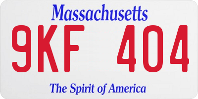MA license plate 9KF404