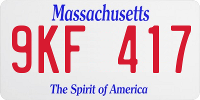 MA license plate 9KF417