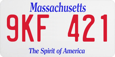 MA license plate 9KF421