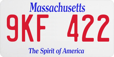 MA license plate 9KF422