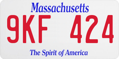 MA license plate 9KF424