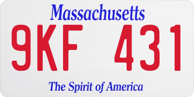 MA license plate 9KF431