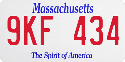 MA license plate 9KF434