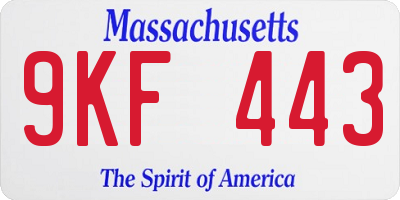 MA license plate 9KF443
