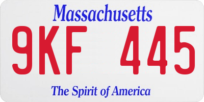 MA license plate 9KF445