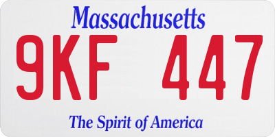 MA license plate 9KF447