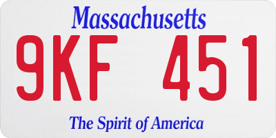 MA license plate 9KF451