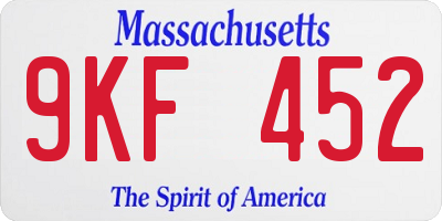 MA license plate 9KF452