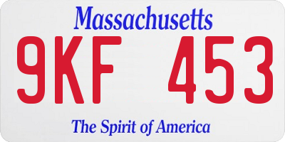 MA license plate 9KF453