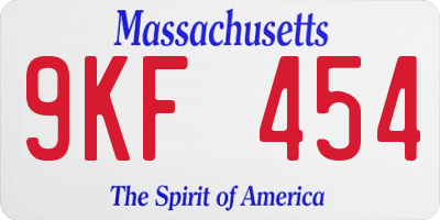 MA license plate 9KF454